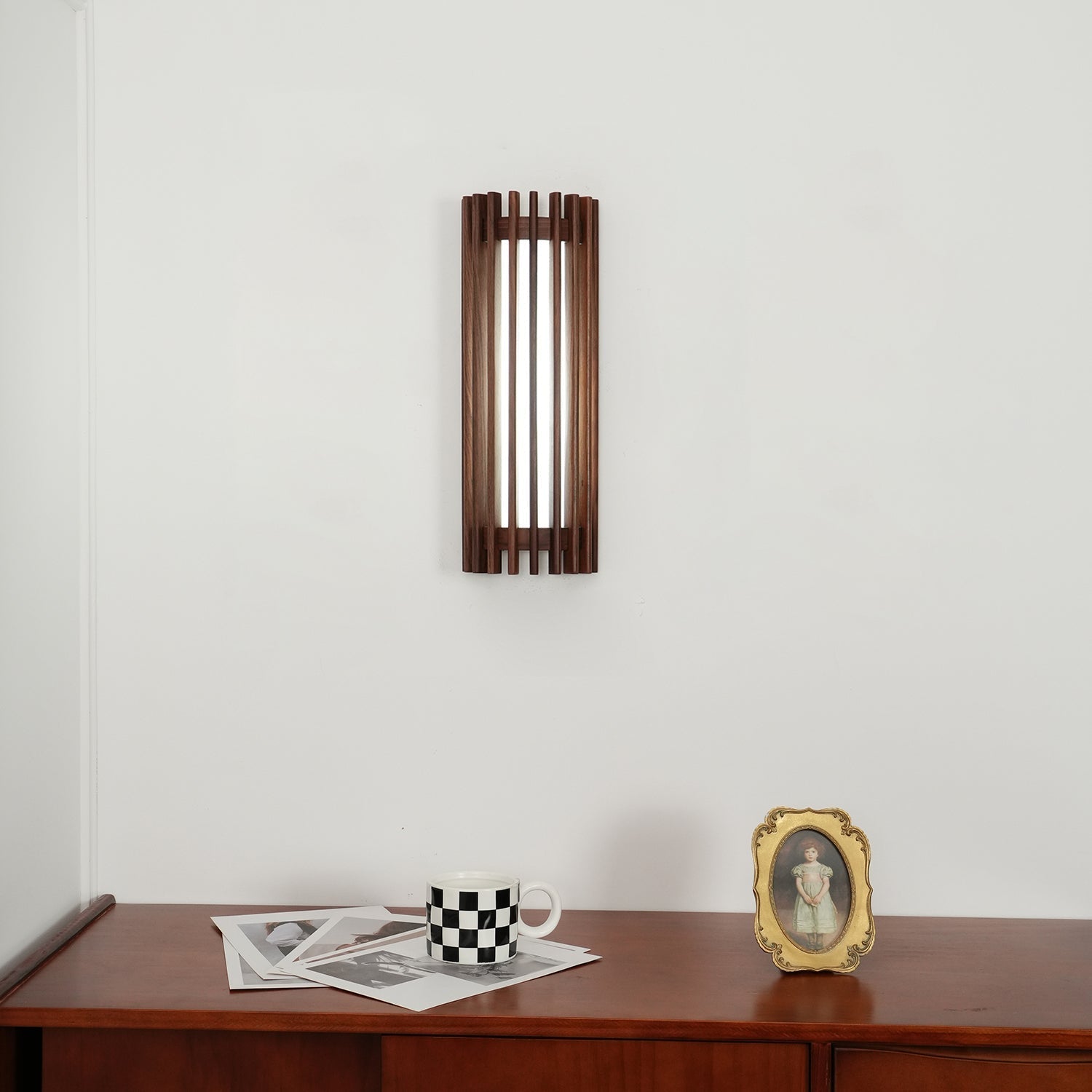 Modern Walnut Wood Wall Lamp - Acrylic LED Sconce