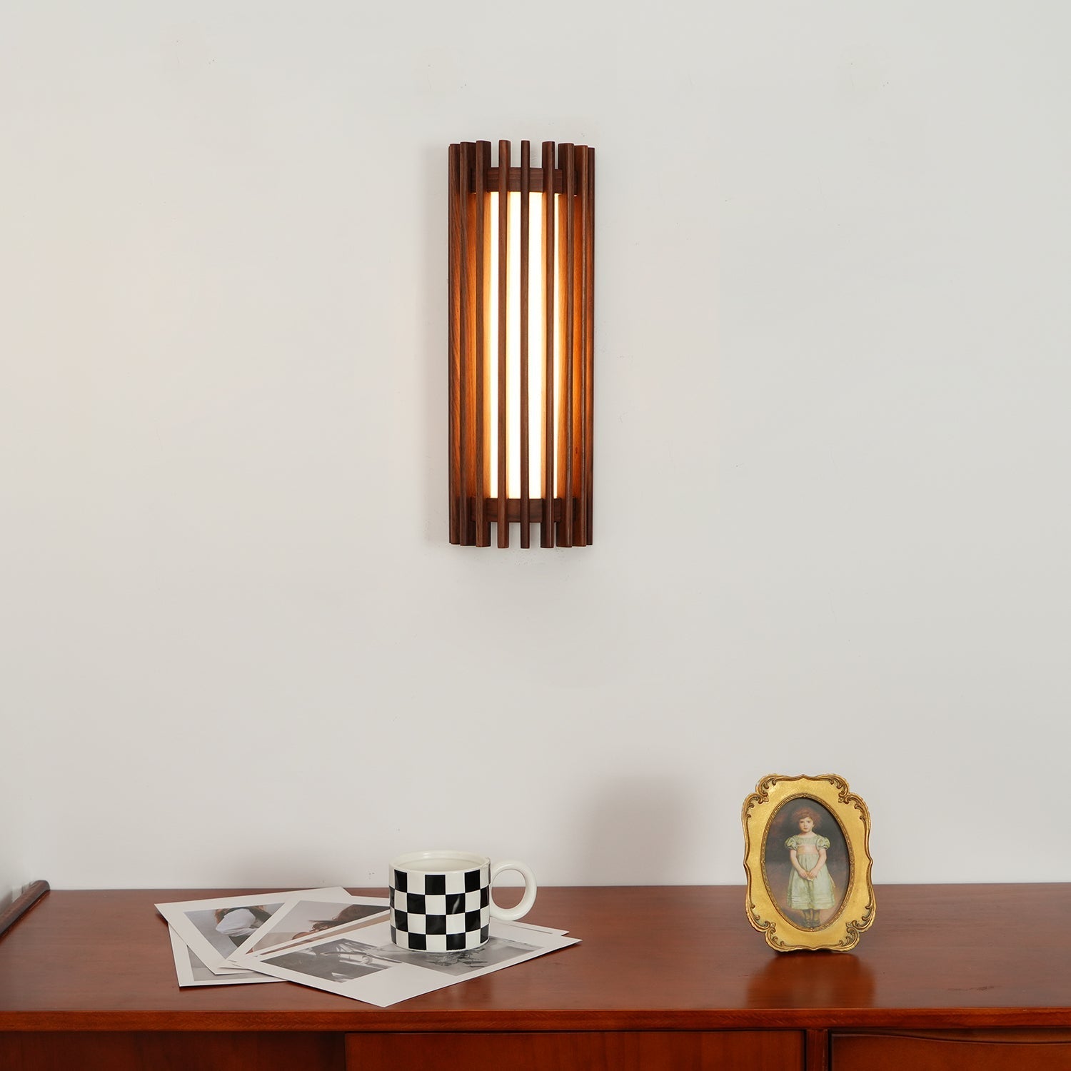 Modern Walnut Wood Wall Lamp - Acrylic LED Sconce