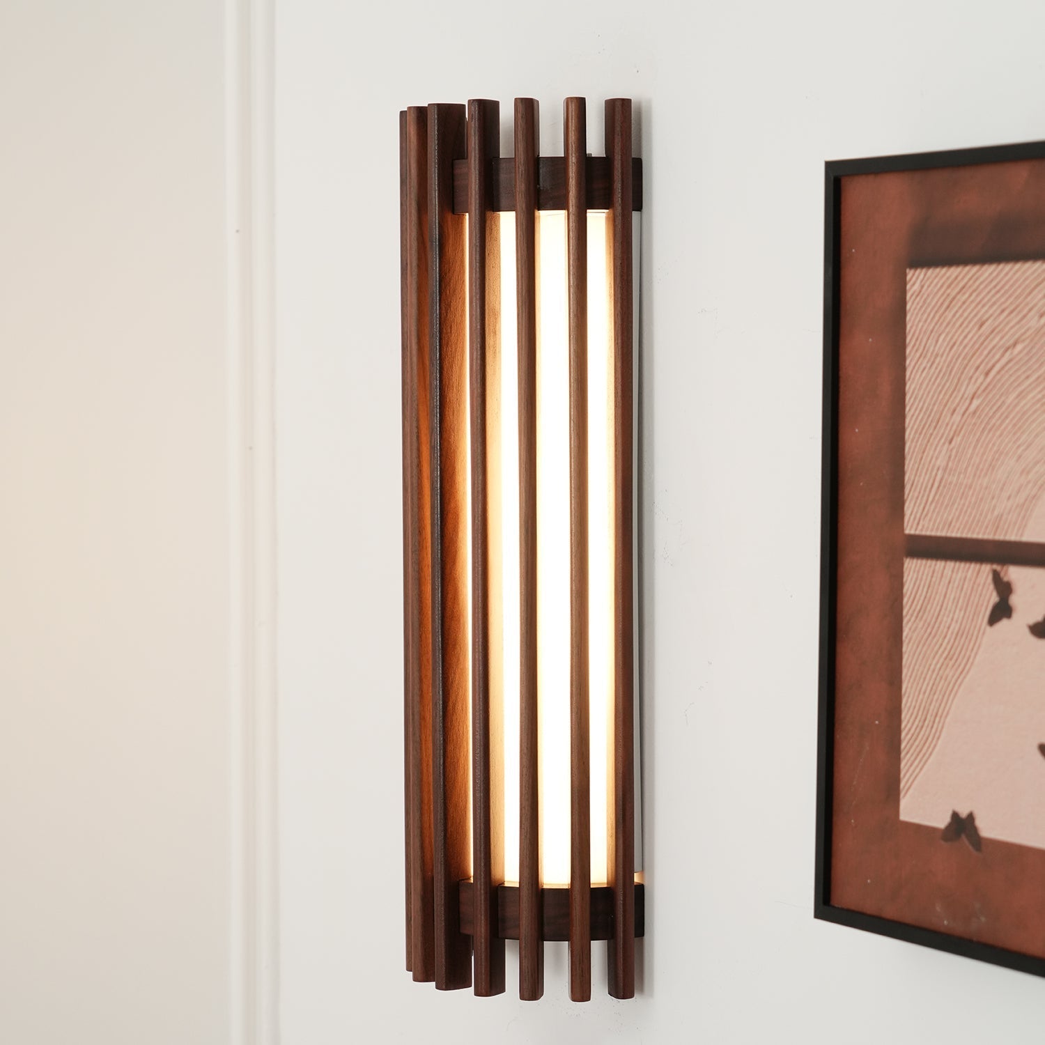 Modern Walnut Wood Wall Lamp - Acrylic LED Sconce