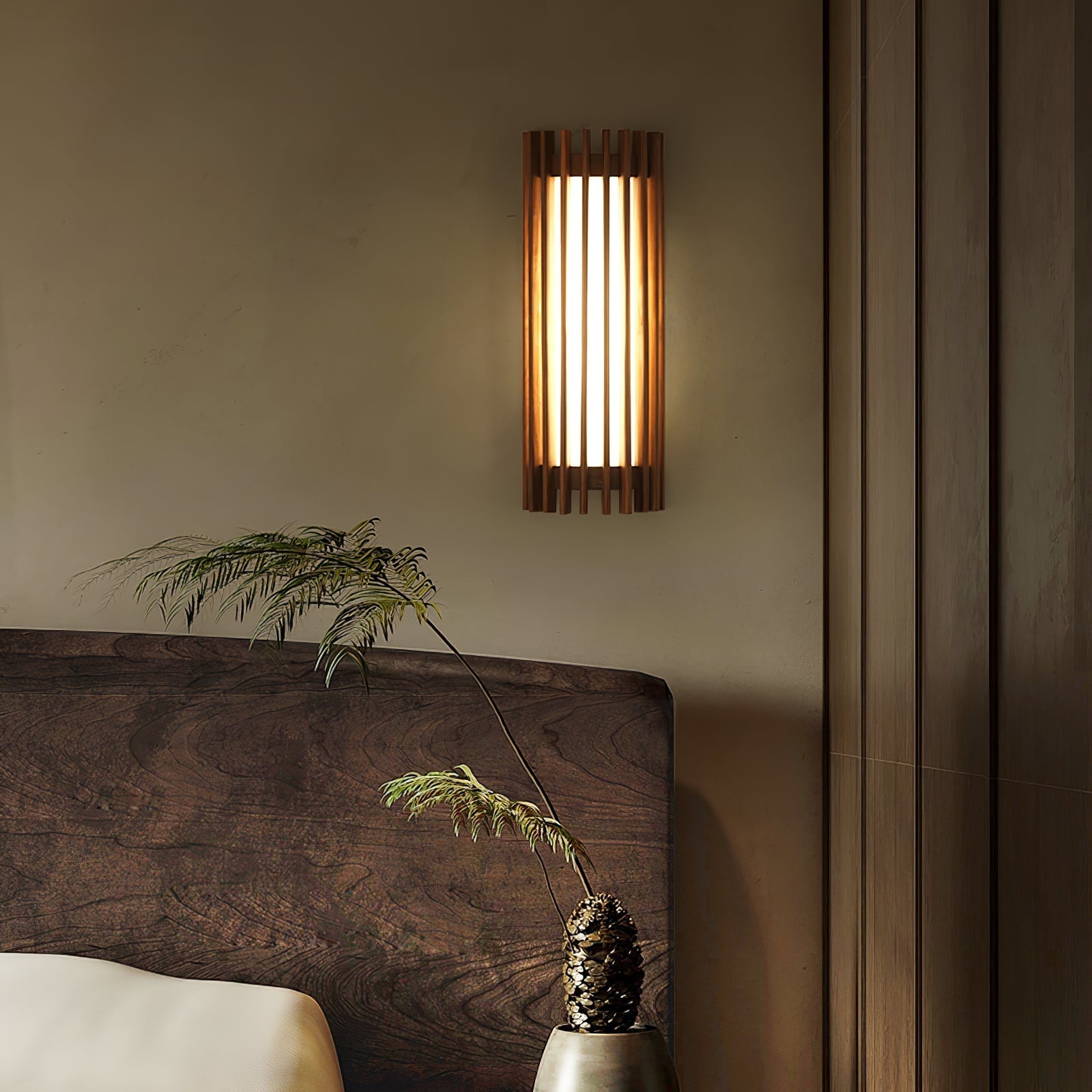 Modern Walnut Wood Wall Lamp - Acrylic LED Sconce
