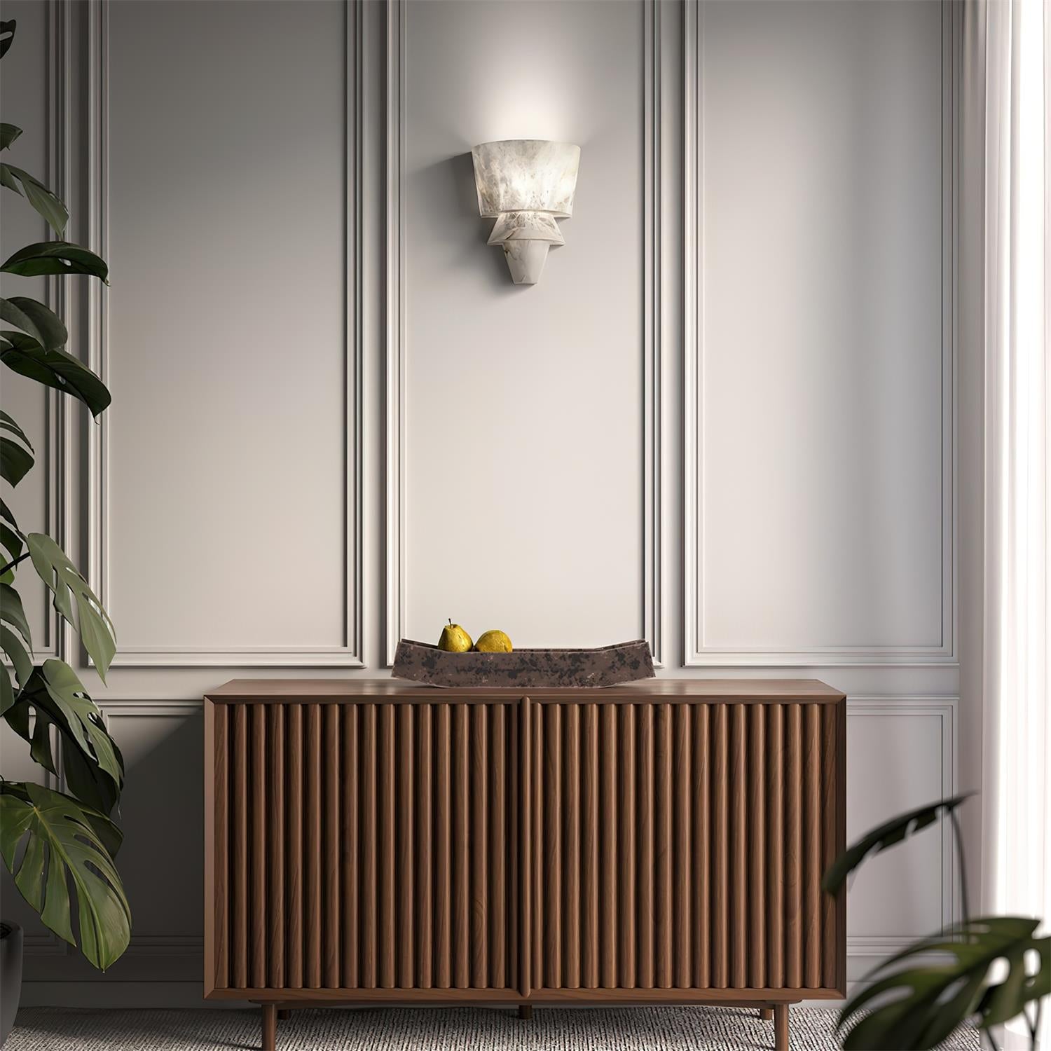 Decorative Patterned Alabaster Wall Lamp - Hardwired Modern Fixture