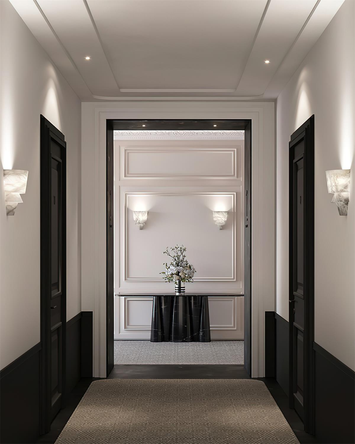 Decorative Patterned Alabaster Wall Lamp - Hardwired Modern Fixture