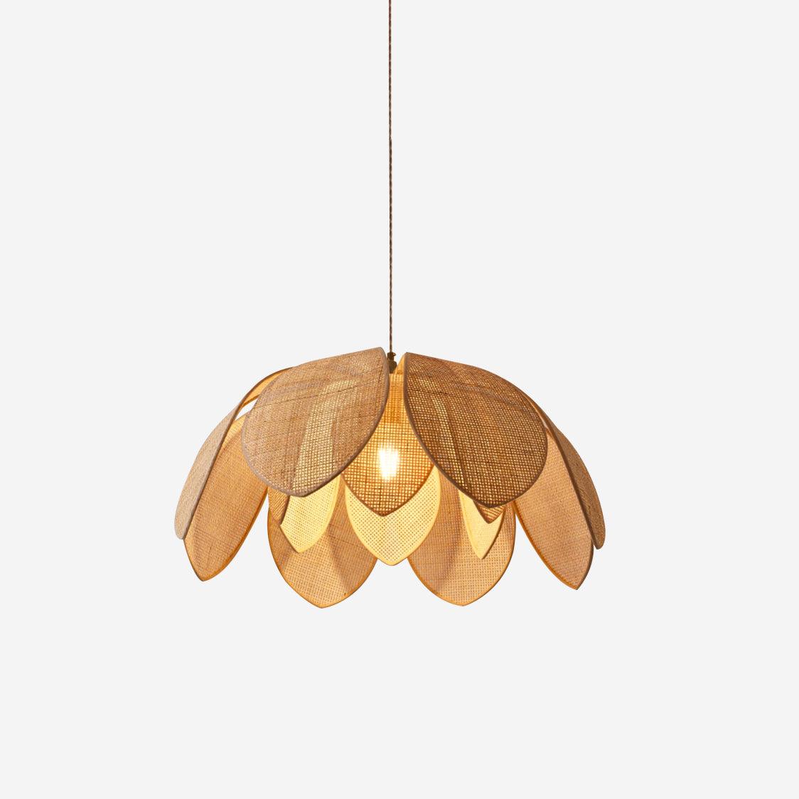 Contemporary Rattan Pendant Lamp – Adjustable Linen Shade Design