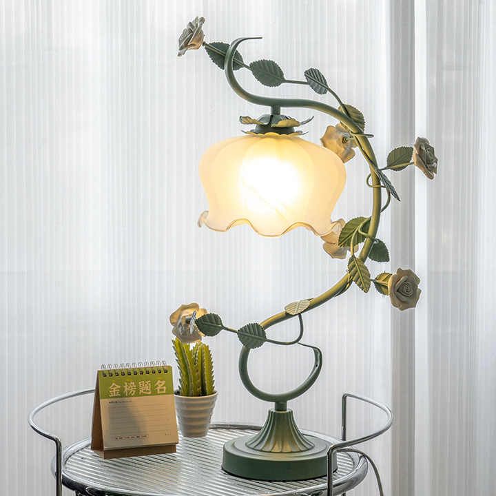 Elegant Rose Lamp with Glass Cover