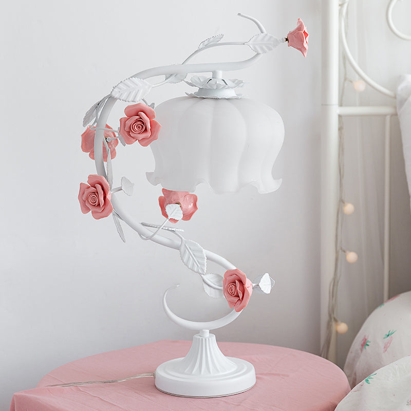 Elegant Rose Lamp with Glass Cover