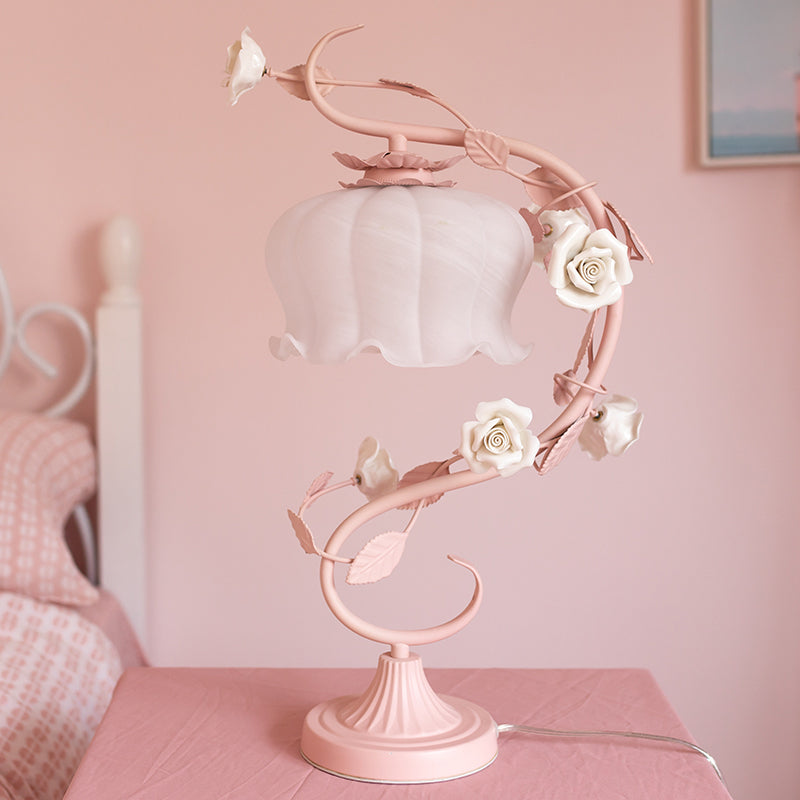 Elegant Rose Lamp with Glass Cover
