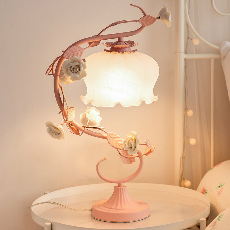Elegant Rose Lamp with Glass Cover