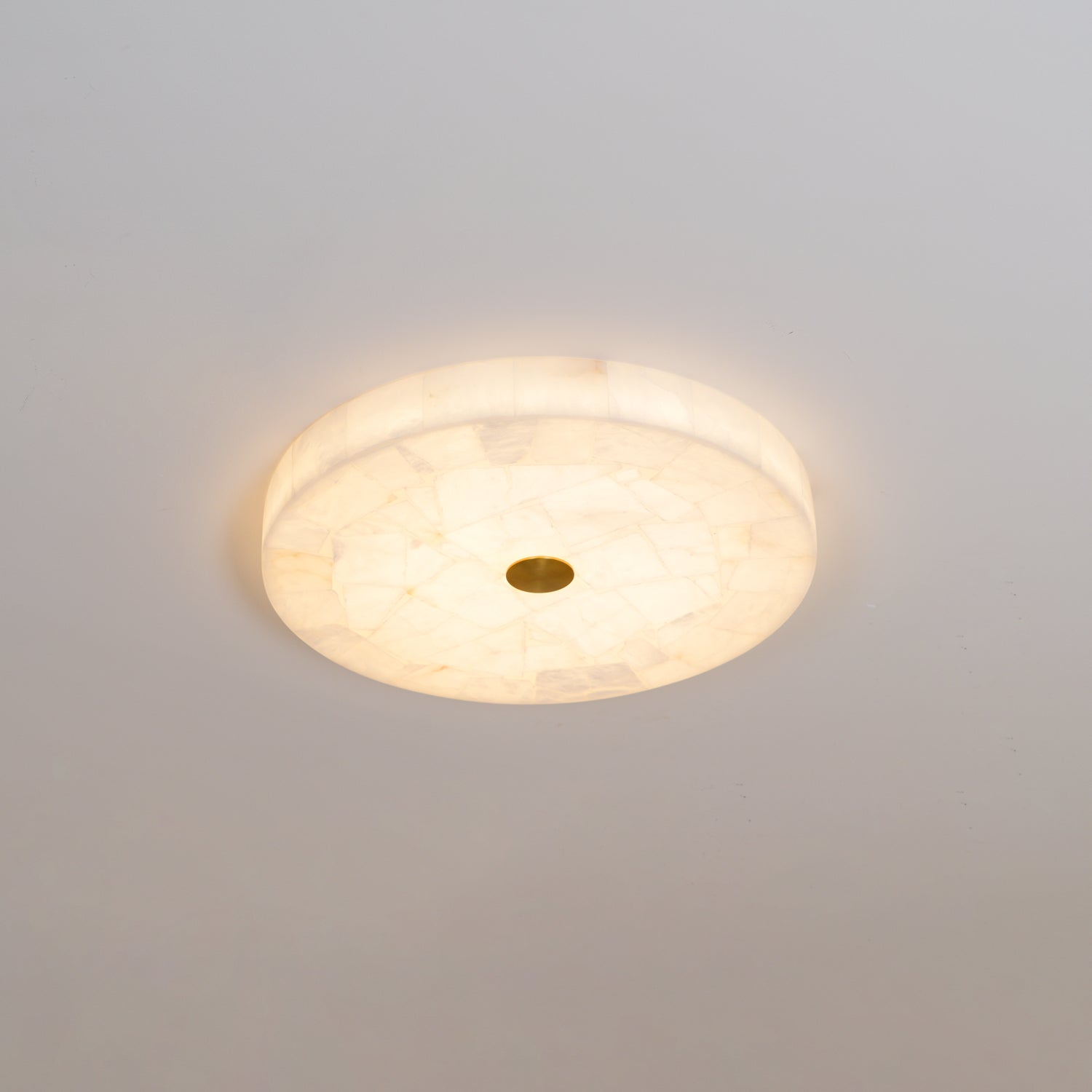 Alabaster Mosaic Ceiling Light – Round Flush Mount Fixture
