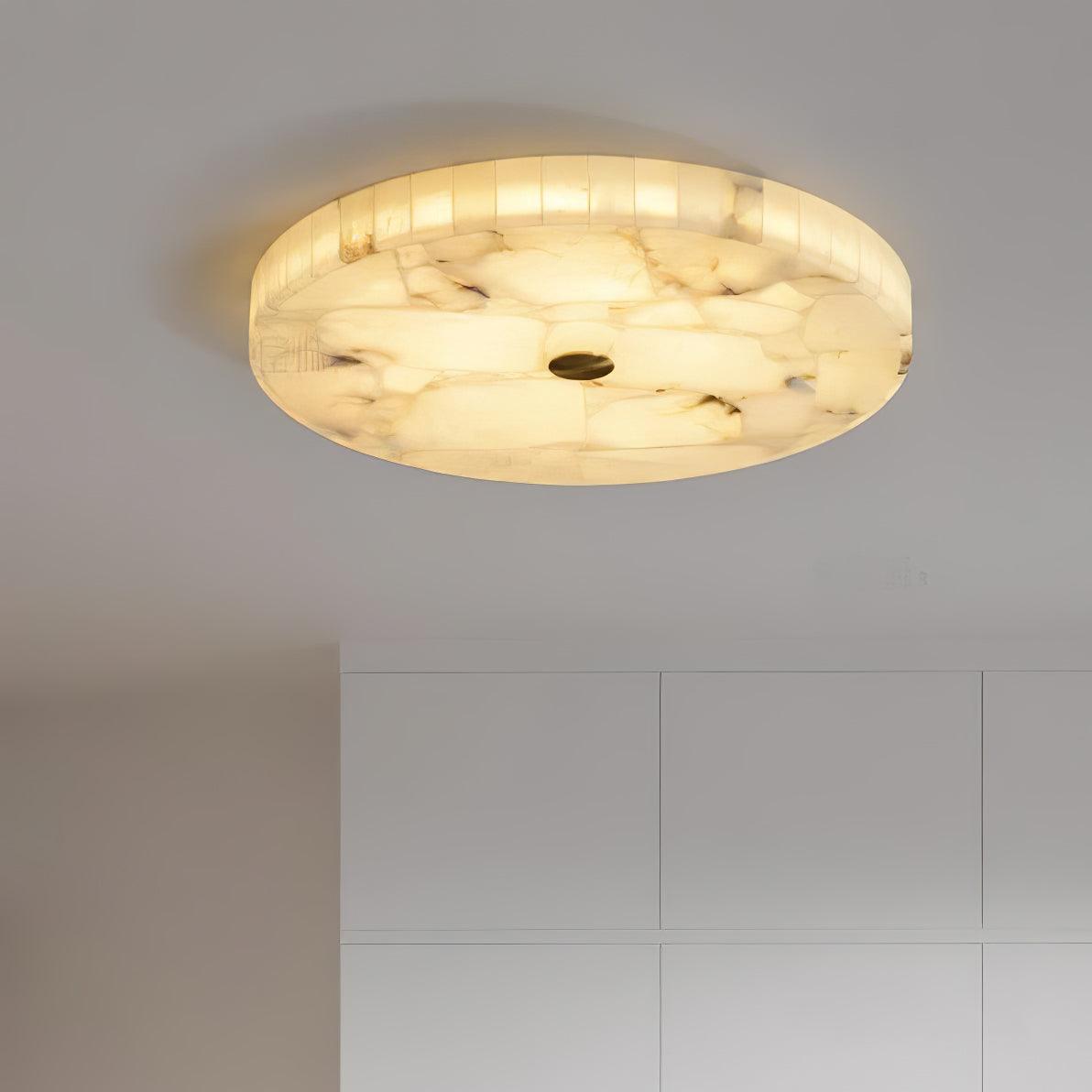 Stylish Round Ceiling Light – Alabaster Flush Mount Fixture