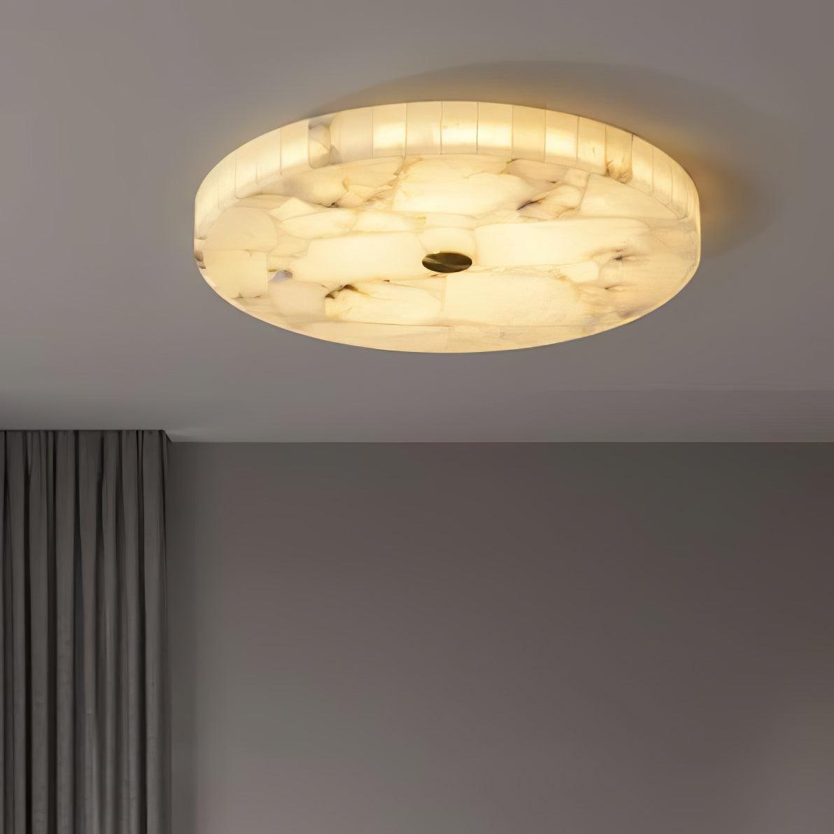 Stylish Round Ceiling Light – Alabaster Flush Mount Fixture