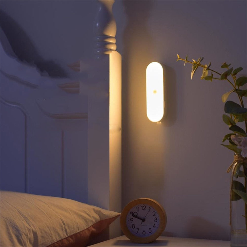 LED Motion Sensor Wall Lamp – USB Rechargeable and Wireless Design