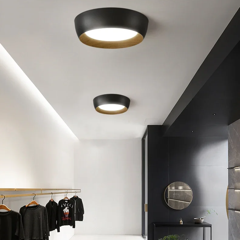 Energy-Saving Japanese LED Ceiling Light | Metal & Wood Blend