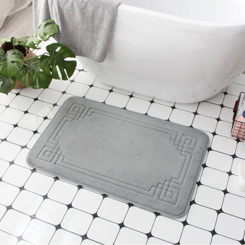 Safe and Stylish Geometric Embossed Bath Mat – Non-Slip with Soft Texture - Atelier Dubois Paris