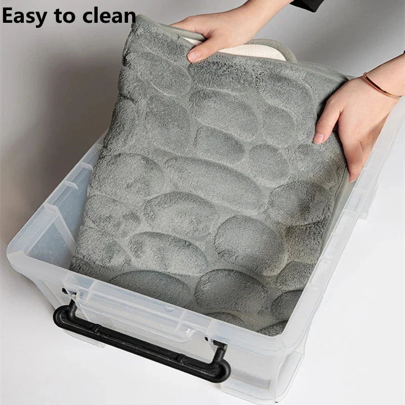 Safe and Stylish Geometric Embossed Bath Mat – Non-Slip with Soft Texture - Atelier Dubois Paris