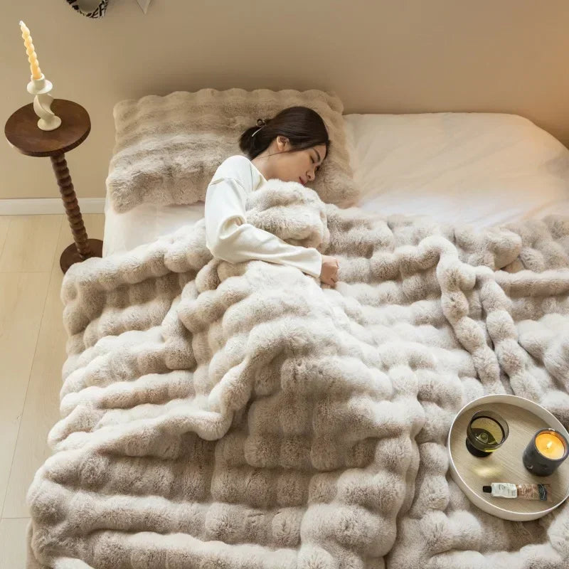 Cozy Faux Fur Throw Blanket | Double-Sided Fleece