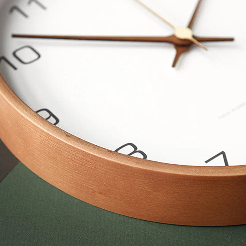 Contemporary Wall Clock | Wood Frame | Glass Cover