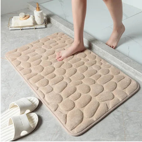 Safe and Stylish Geometric Embossed Bath Mat – Non-Slip with Soft Texture - Atelier Dubois Paris