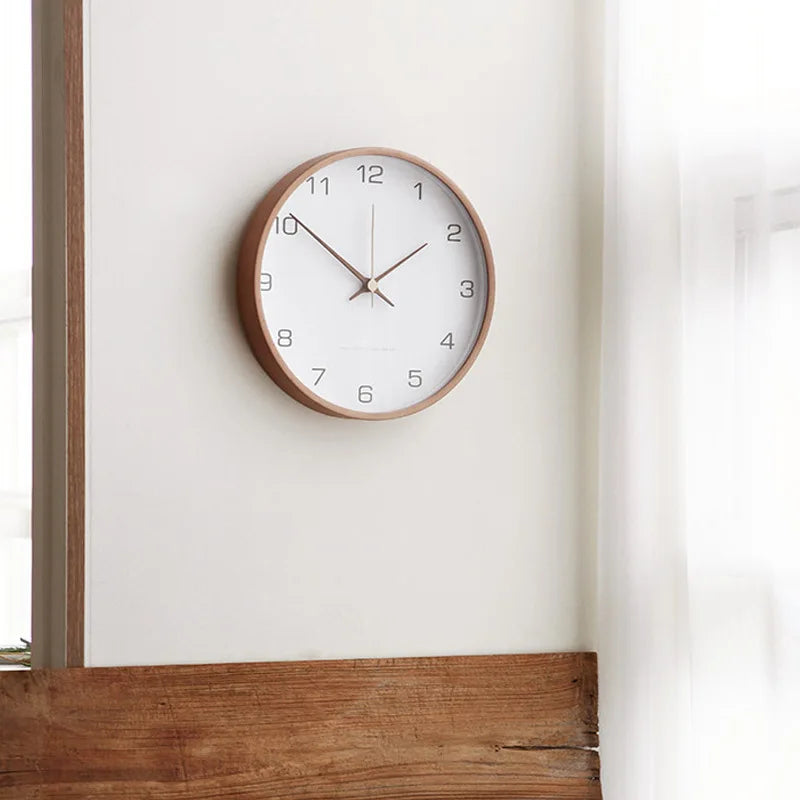 Contemporary Wall Clock | Wood Frame | Glass Cover