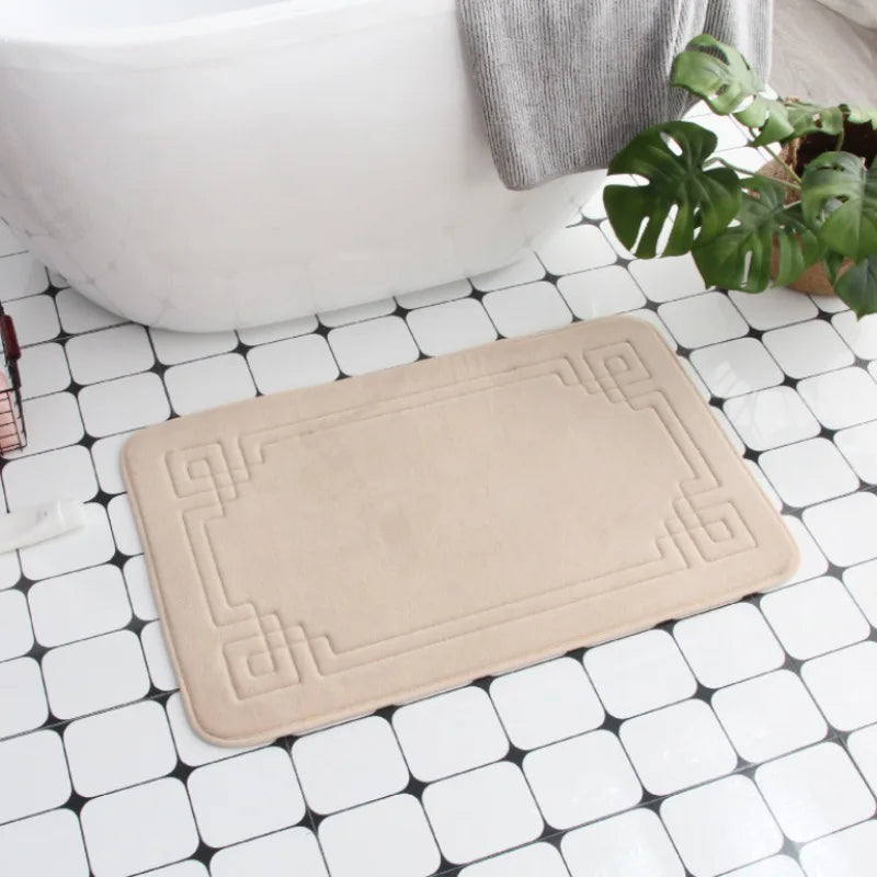 Safe and Stylish Geometric Embossed Bath Mat – Non-Slip with Soft Texture - Atelier Dubois Paris