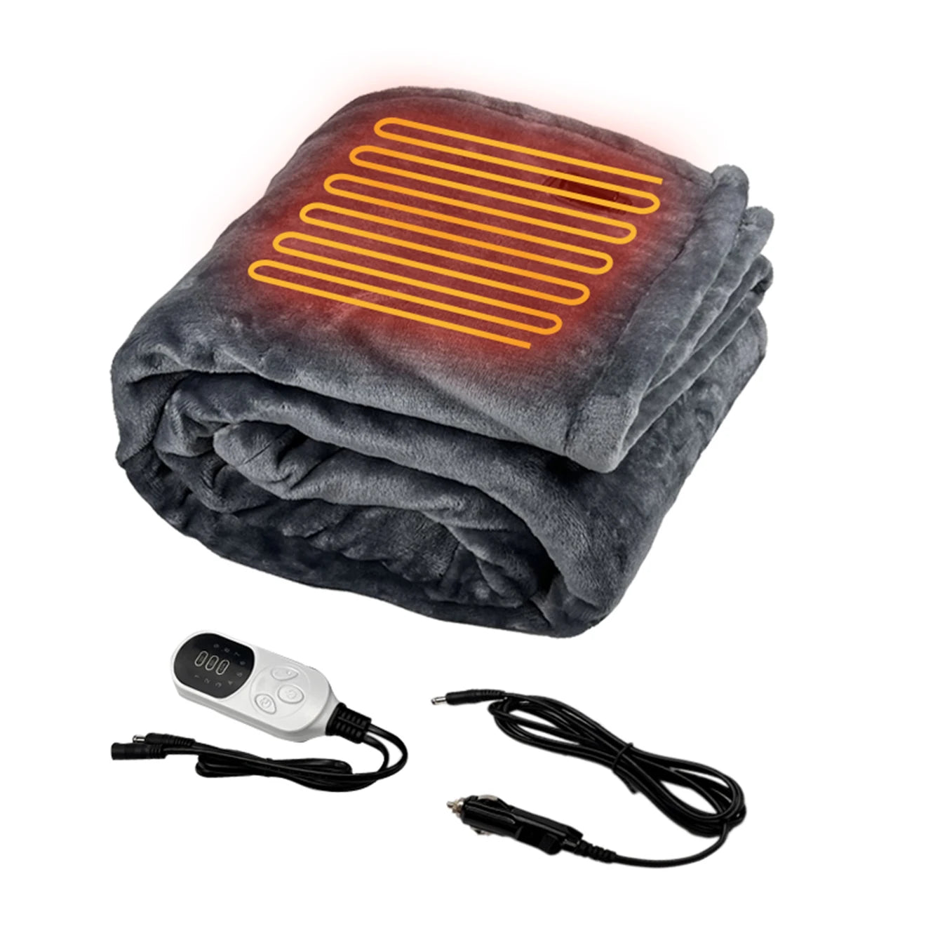 Portable Heated Car Blanket – 12-Volt Electric Throw for Travel