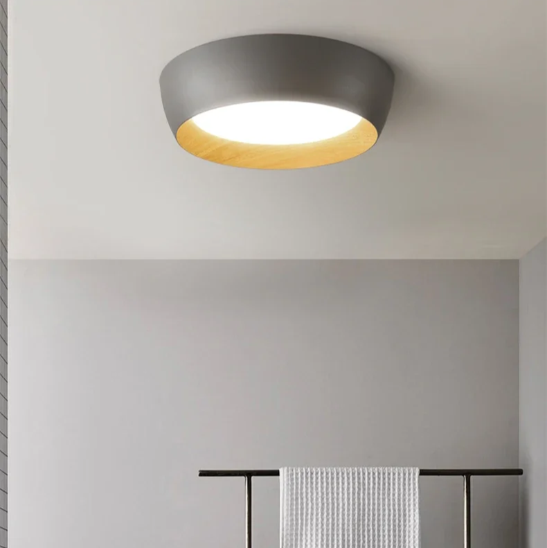 Energy-Saving Japanese LED Ceiling Light | Metal & Wood Blend