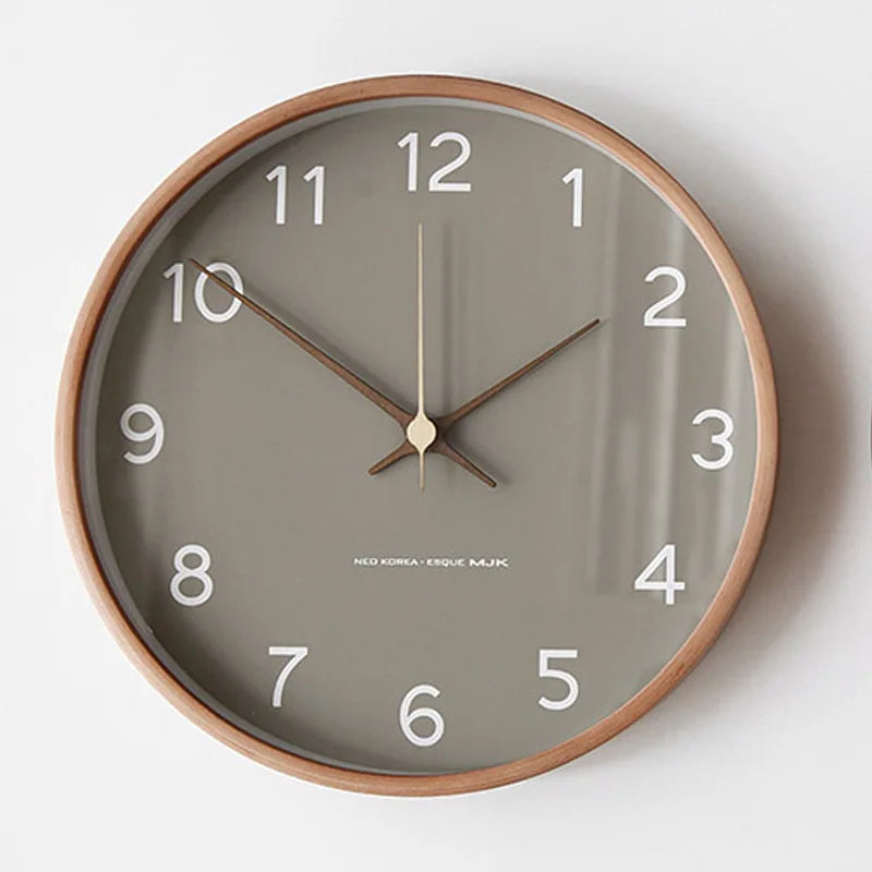 Contemporary Wall Clock | Wood Frame | Glass Cover