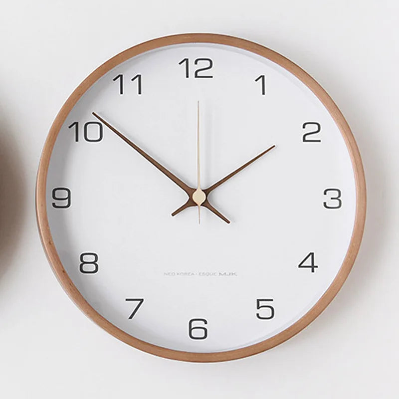 Contemporary Wall Clock | Wood Frame | Glass Cover