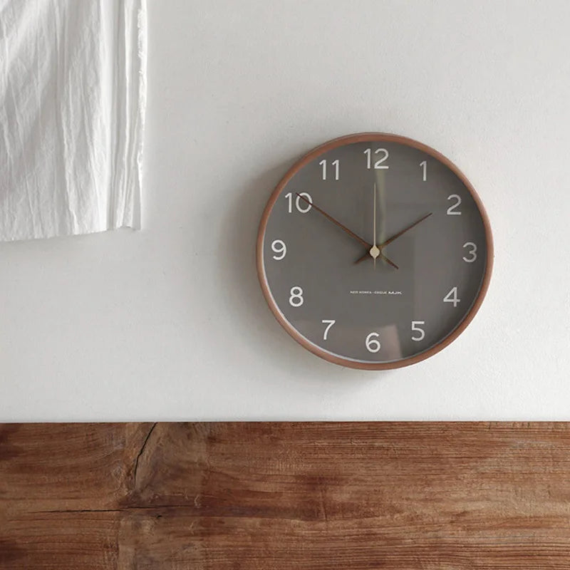 Contemporary Wall Clock | Wood Frame | Glass Cover