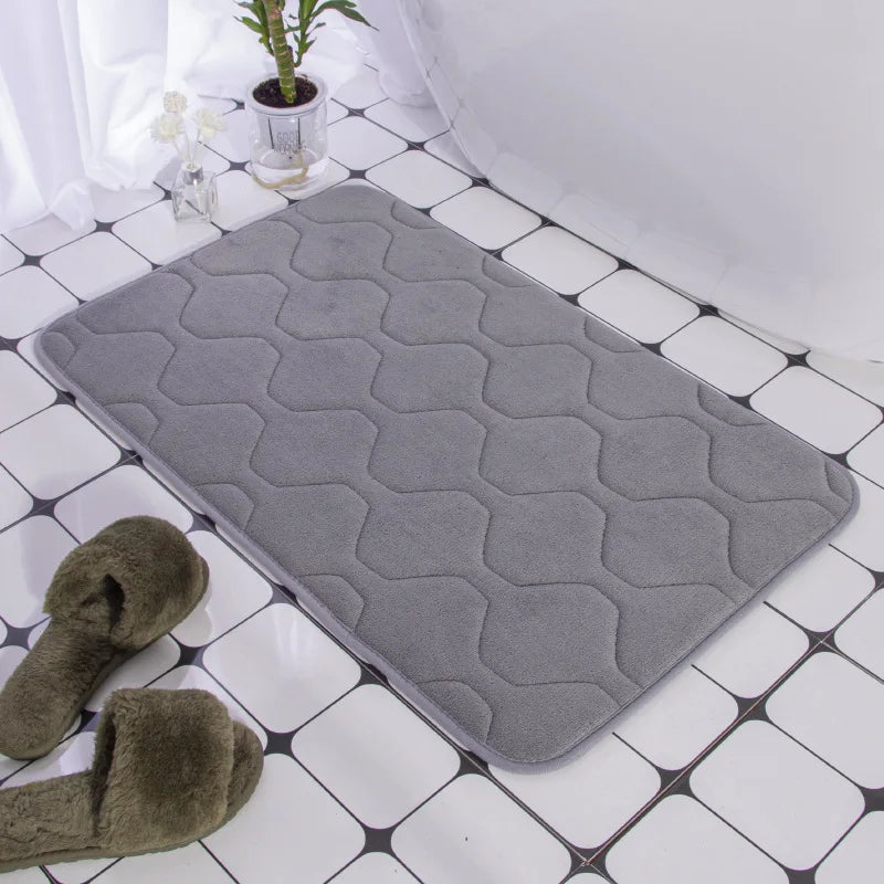 Safe and Stylish Geometric Embossed Bath Mat – Non-Slip with Soft Texture - Atelier Dubois Paris
