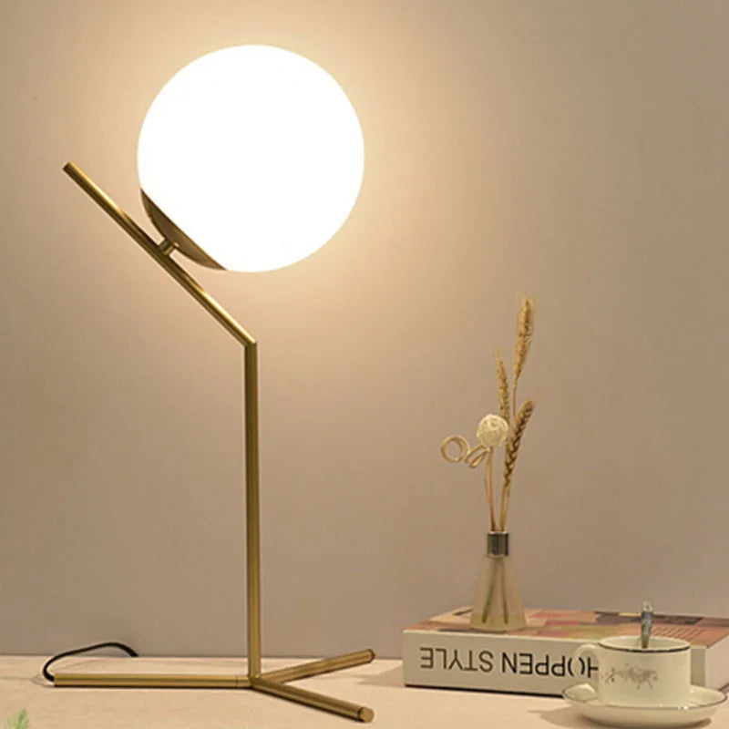 Creative Table Lamp | Glass Ball with Spiral Circle Base Desk Lamp