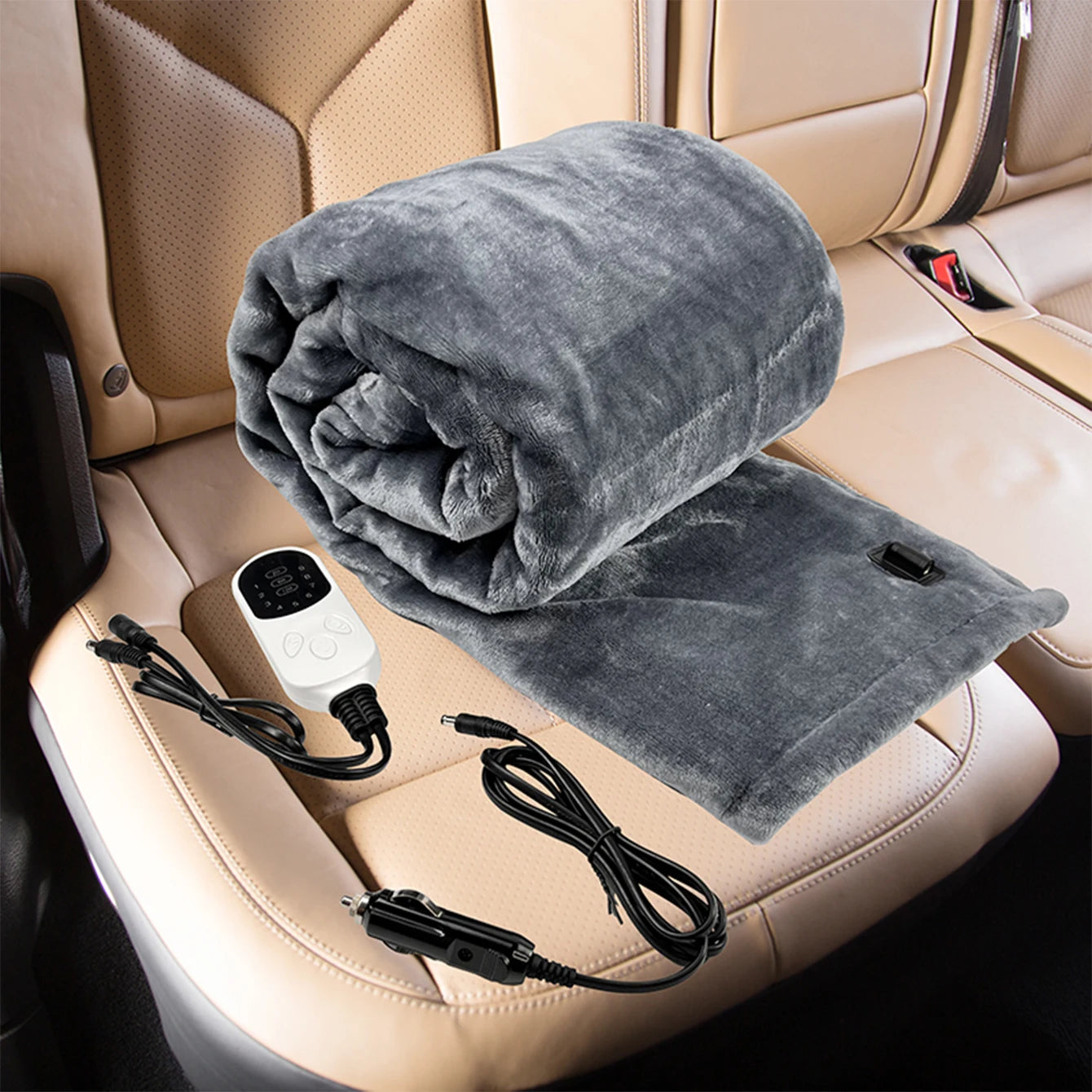 Portable Heated Car Blanket – 12-Volt Electric Throw for Travel