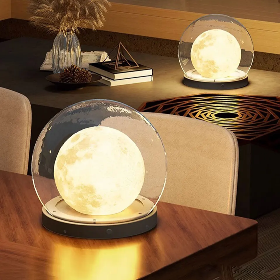 Modern Lunar Pillar Lights | Glass Moon Outdoor Lighting