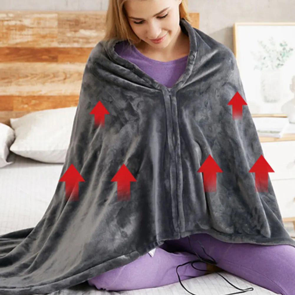 USB Heated Electric Blanket – Fast Heating Coral Throw for Legs & Body