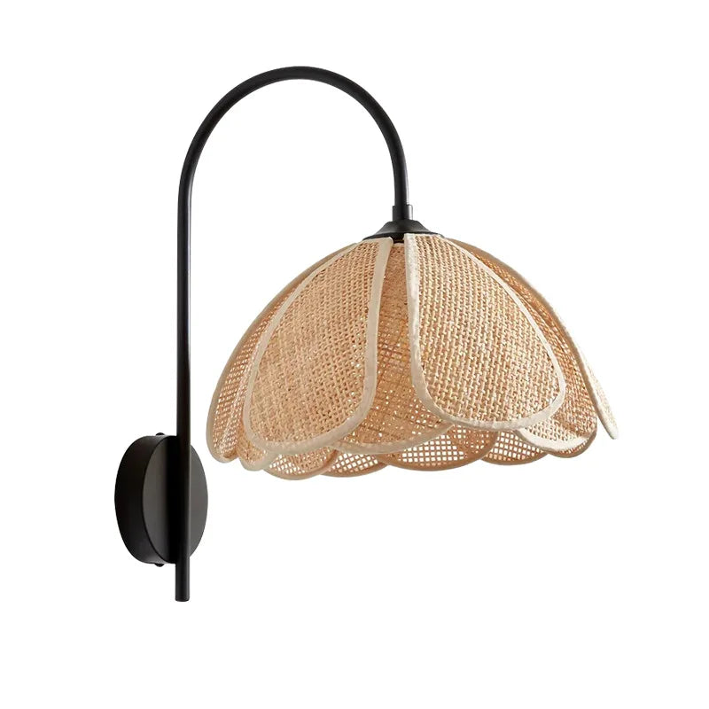 Rattan Flower Wall Lamp - Stylish Boho Design