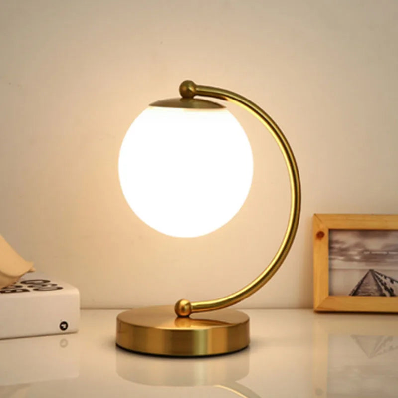 Creative Table Lamp | Glass Ball with Spiral Circle Base Desk Lamp