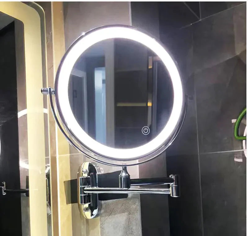 Rechargeable Black LED Makeup Mirror – Magnifying and Compact
