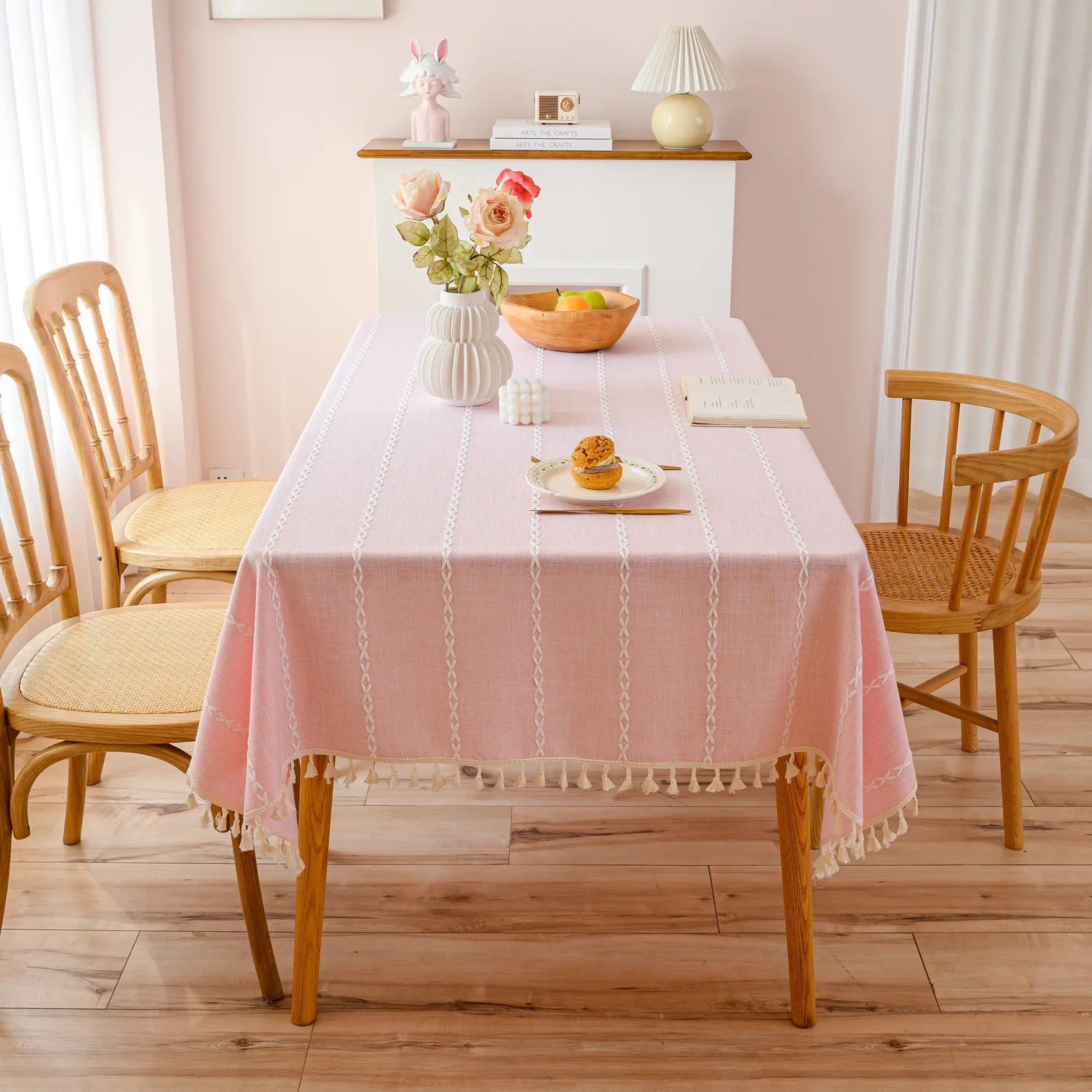 Timeless Cotton-Linen Tablecloth Featuring Tassels