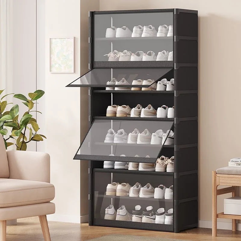Transparent Layered Shoe Storage Solution