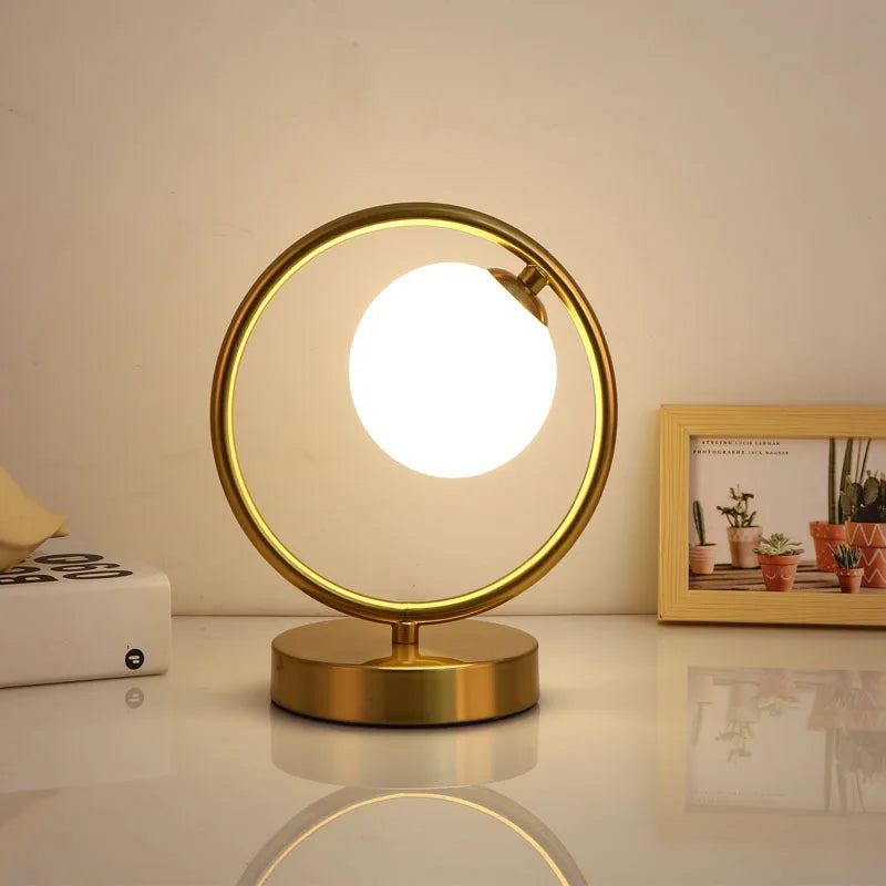Creative Table Lamp | Glass Ball with Spiral Circle Base Desk Lamp