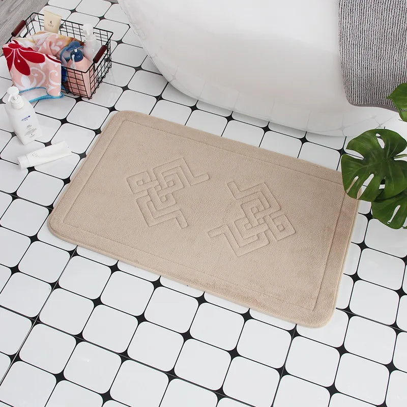 Safe and Stylish Geometric Embossed Bath Mat – Non-Slip with Soft Texture - Atelier Dubois Paris