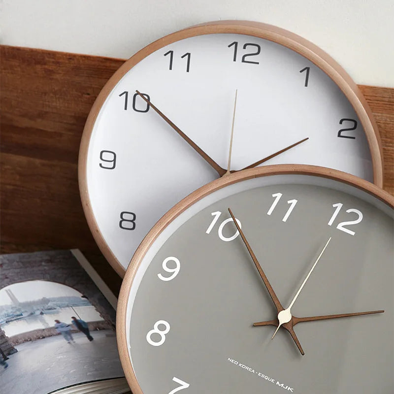 Contemporary Wall Clock | Wood Frame | Glass Cover
