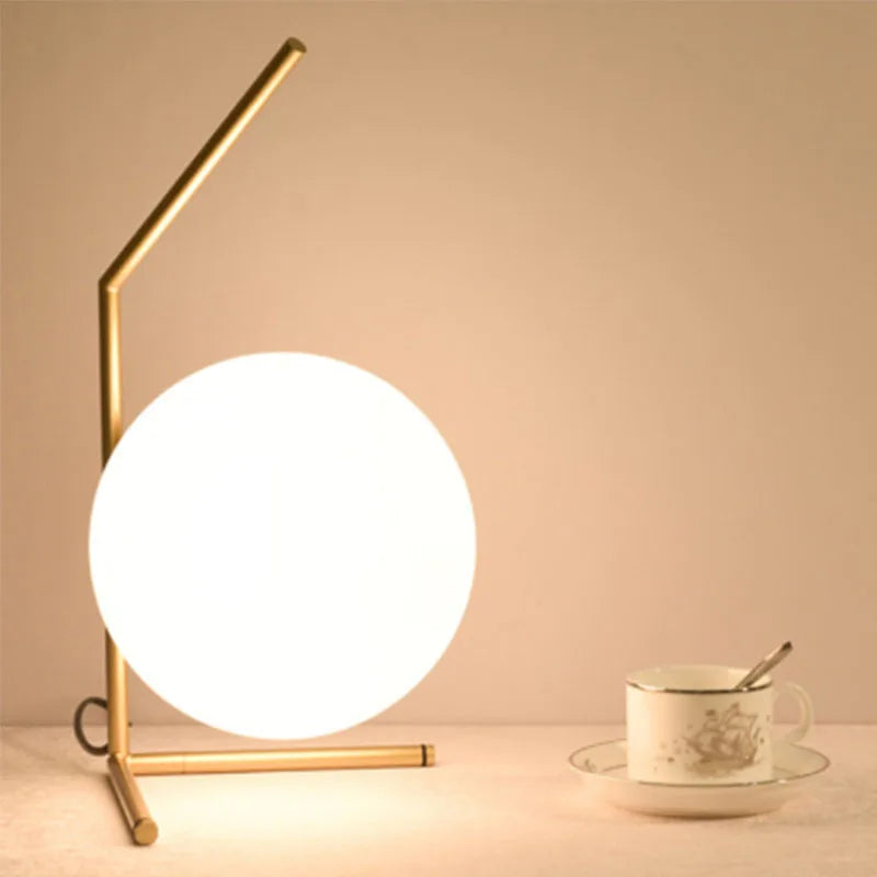 Creative Table Lamp | Glass Ball with Spiral Circle Base Desk Lamp