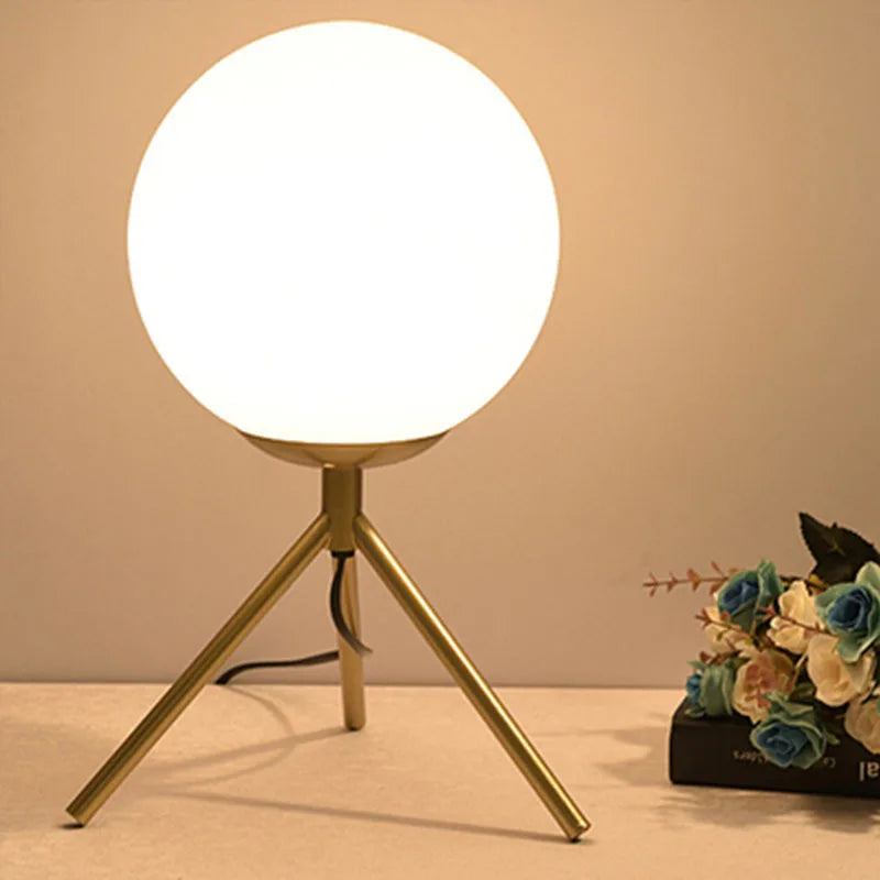 Creative Table Lamp | Glass Ball with Spiral Circle Base Desk Lamp