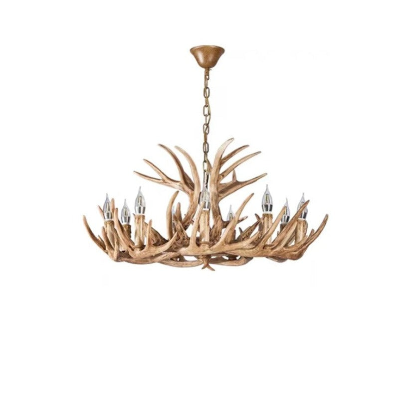 Artistic Deer Antler Chandelier – Retro Resin Horn Candle Light Design