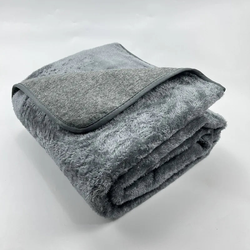 Portable & Washable Fluffy Grey Electric Blanket | Heated Throw for Home or Travel