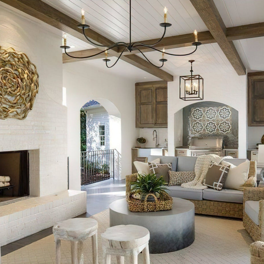 Rustic Farmhouse Candle-Style Chandelier – Classic Charm Ceiling Lamp