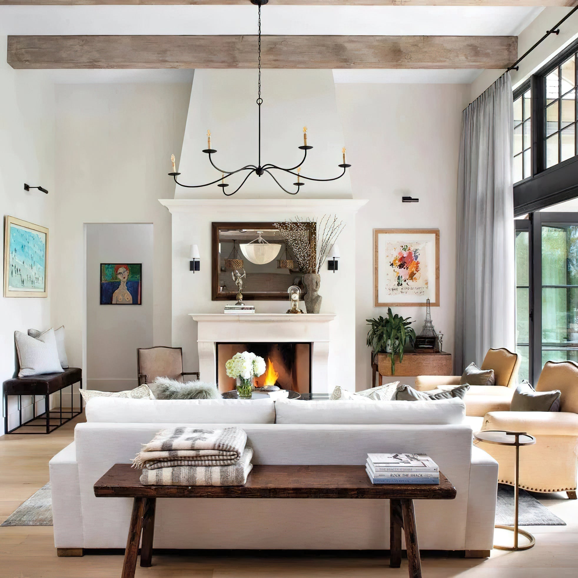 Rustic Farmhouse Candle-Style Chandelier – Classic Charm Ceiling Lamp
