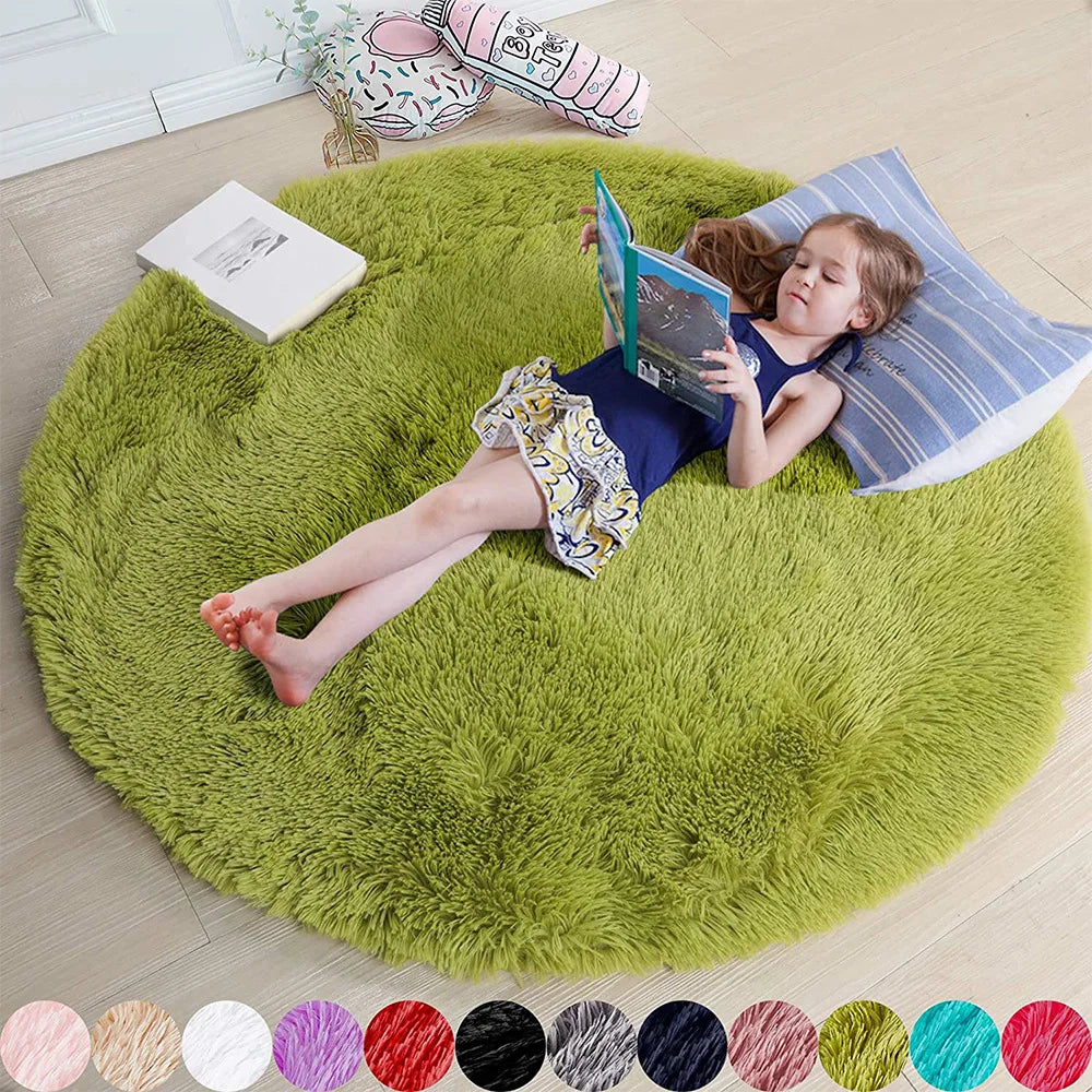 Shaggy Top and Dense Pile Round Floor Rug
