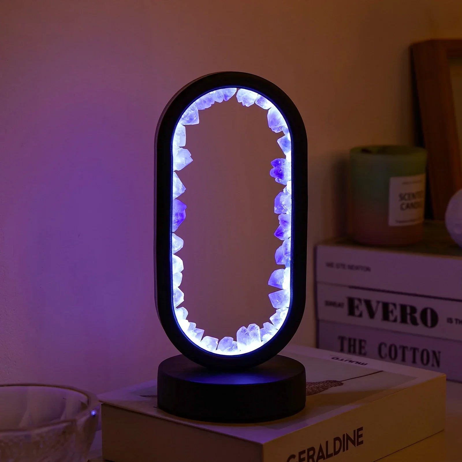 Natural Calming Amethyst Serenity Lamp | Bedside Relaxation Lamp