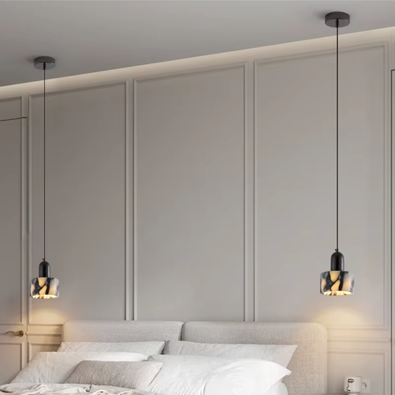 Sleek Black Marble Pendant Light | Timeless Design